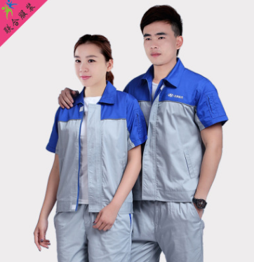 現(xiàn)貨供應(yīng)4S店汽修廠工作服夏季滌棉服裝 北京現(xiàn)代工作服短袖套裝