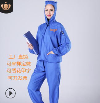 食品廠工作服套裝藍(lán)色新品食品工作服 防塵無菌服廠服電子廠工