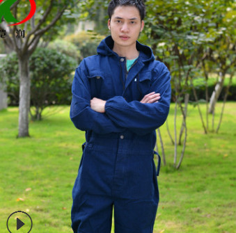 跨境專供 批發(fā)牛仔連體工作服勞保連體服工作服