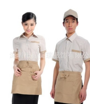 餐廳快餐店服務(wù)員工作制服長(zhǎng)袖男女款廚師服訂做