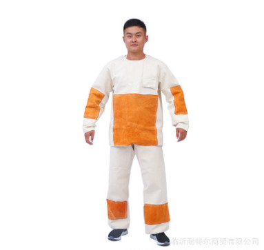 廠家直銷(xiāo)帆布加皮電焊服電焊專(zhuān)用防護(hù)服防火花牛皮電焊服