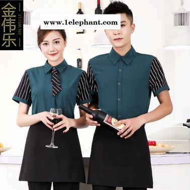 酒店工作服 夏裝女西餐廳 飯店制服 KTV火鍋店咖啡廳服務(wù)員短袖襯衫