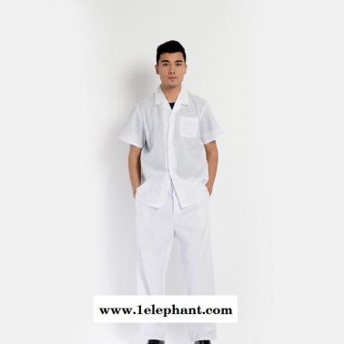 夏季的確良醫(yī)護(hù)制服 護(hù)工食品廠服 工作服短袖套裝男女通款