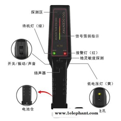 維安泰 GC1002手持式高靈敏度金屬探測(cè)器帶強(qiáng)弱指示燈現(xiàn)貨批發(fā)